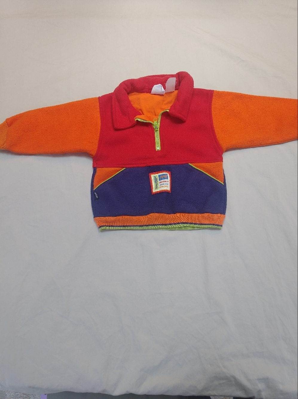 Little Levi's Vintage Colorblock Kids Half-Zip Hoodie in Red, Orange & Purple 3t